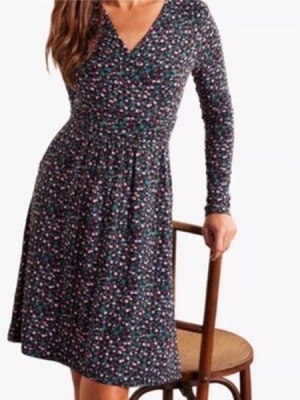 Boden long-sleeve jersey wrap midi dress 10 long